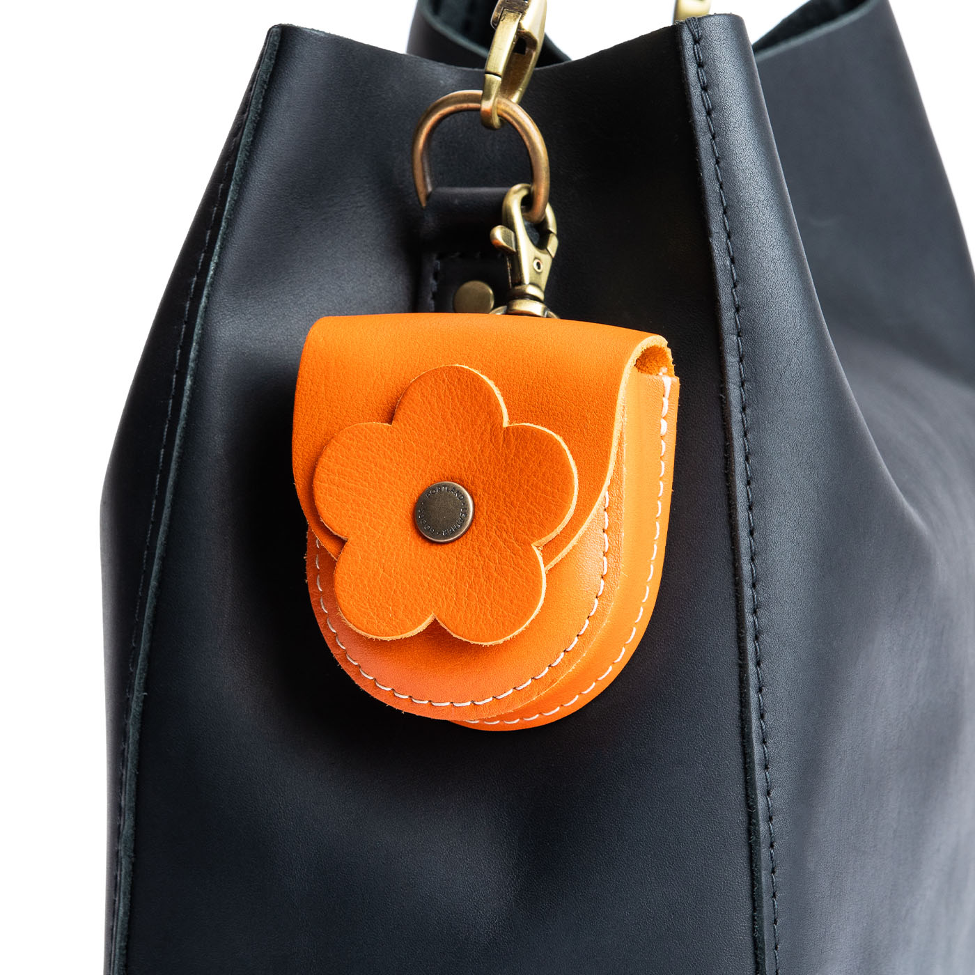 All Color: Clementine | U shaped pouch with leather flower applique