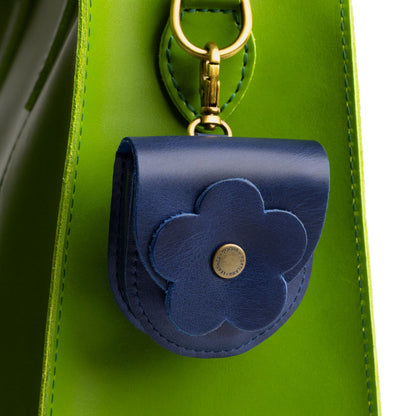 Cowboy Blue | U shaped pouch with leather flower applique