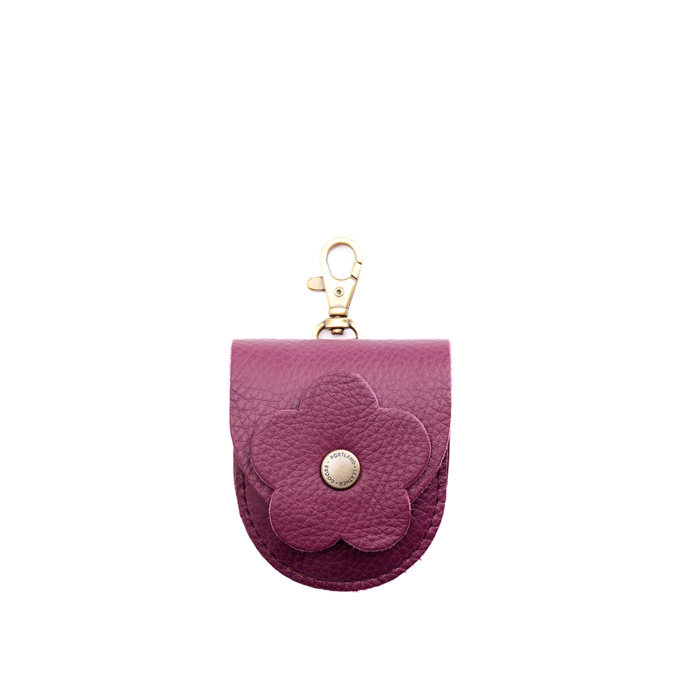 Iris | U shaped pouch with leather flower applique