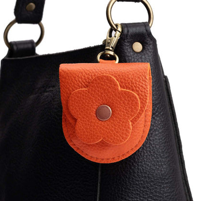 Koi | U shaped pouch with leather flower applique