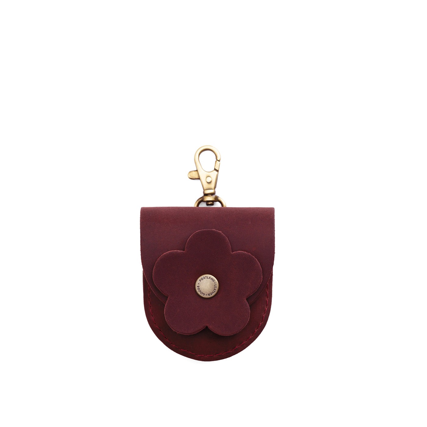 Merlot | U shaped pouch with leather flower applique