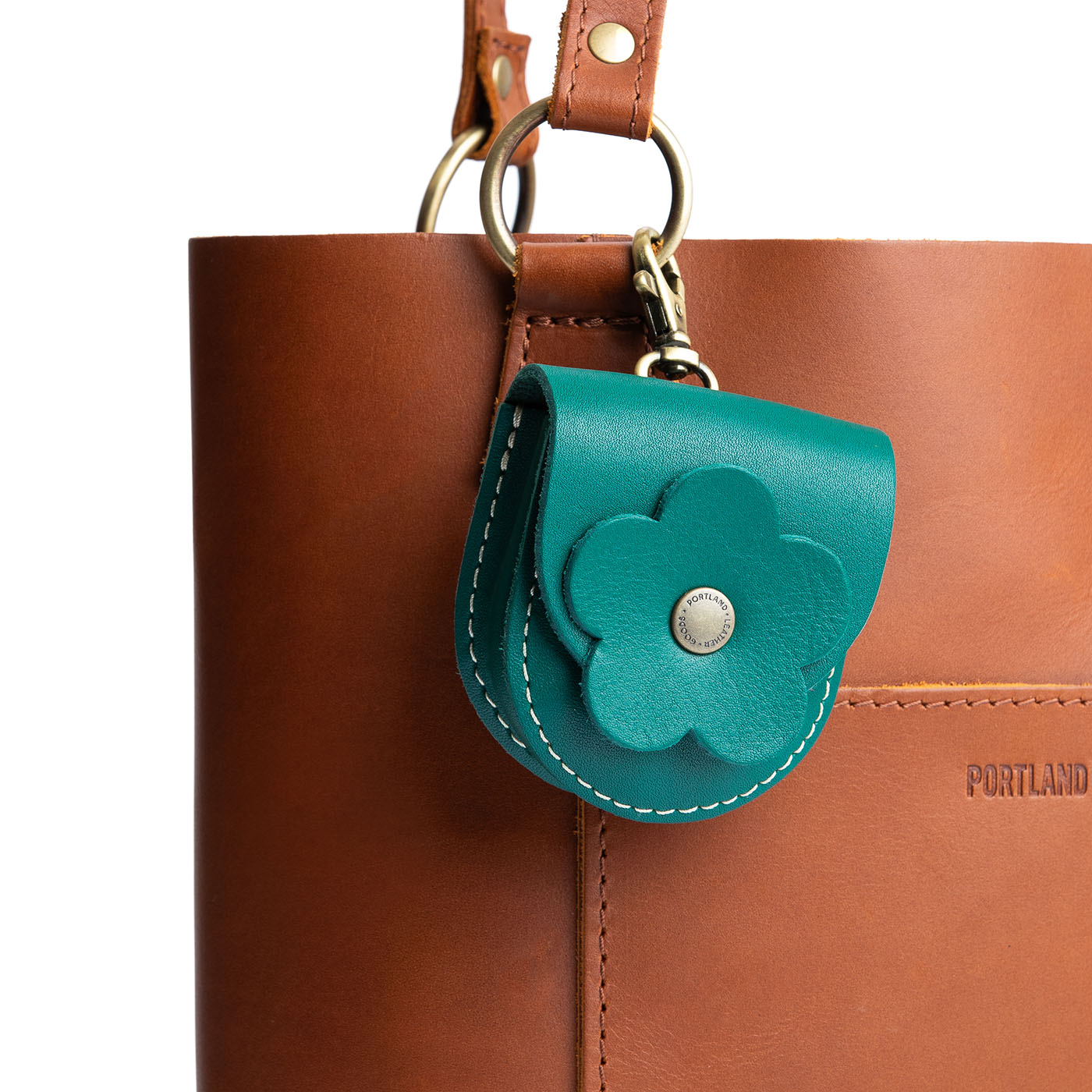 All Color: Peacock | U shaped pouch with leather flower applique