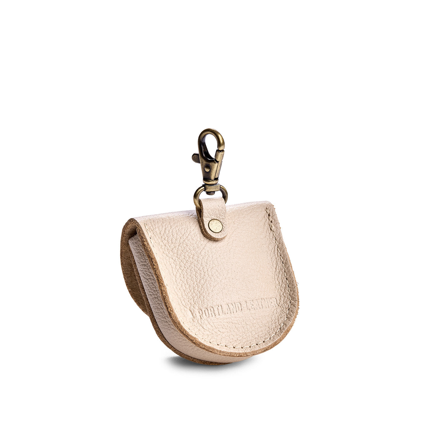Pebbled Bone | U shaped pouch with leather flower applique