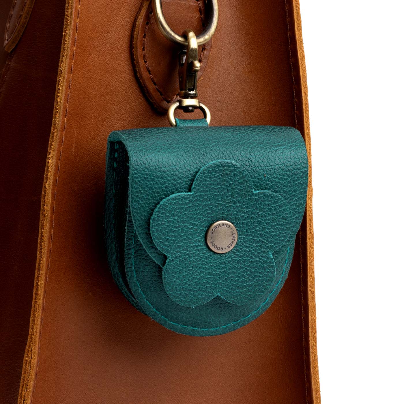 Sea Glass | U shaped pouch with leather flower applique