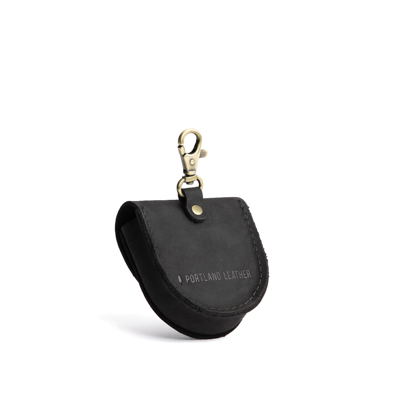Shadow Black | U shaped pouch with leather flower applique