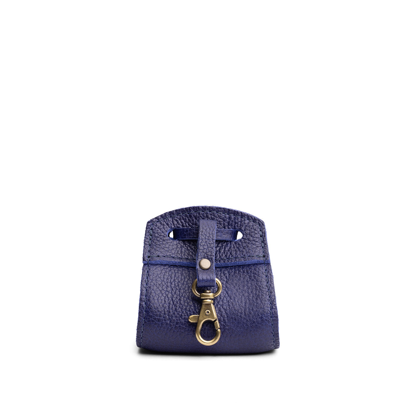 Cobalt | Small leather pouch with leather drawstring closure and lobster claw clasp