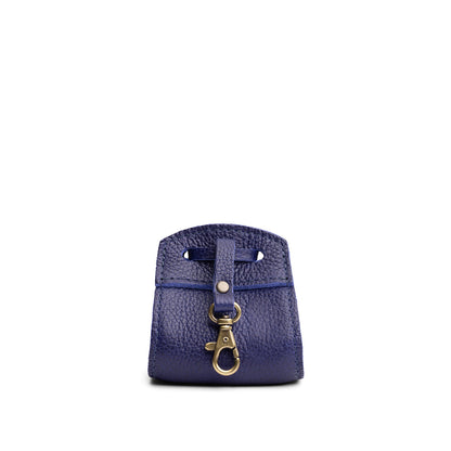 Cobalt | Small leather pouch with leather drawstring closure and lobster claw clasp