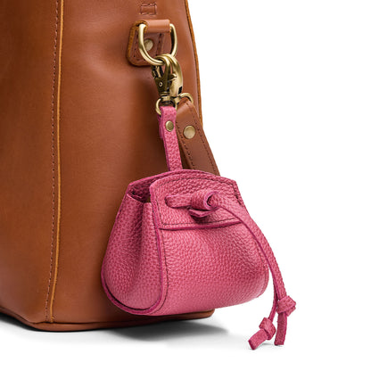 Wild Rose | Small leather pouch with leather drawstring closure and lobster claw clasp