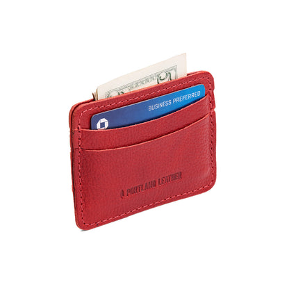 Chili Red | Minimalist leather wallet with card slots and PLG logo