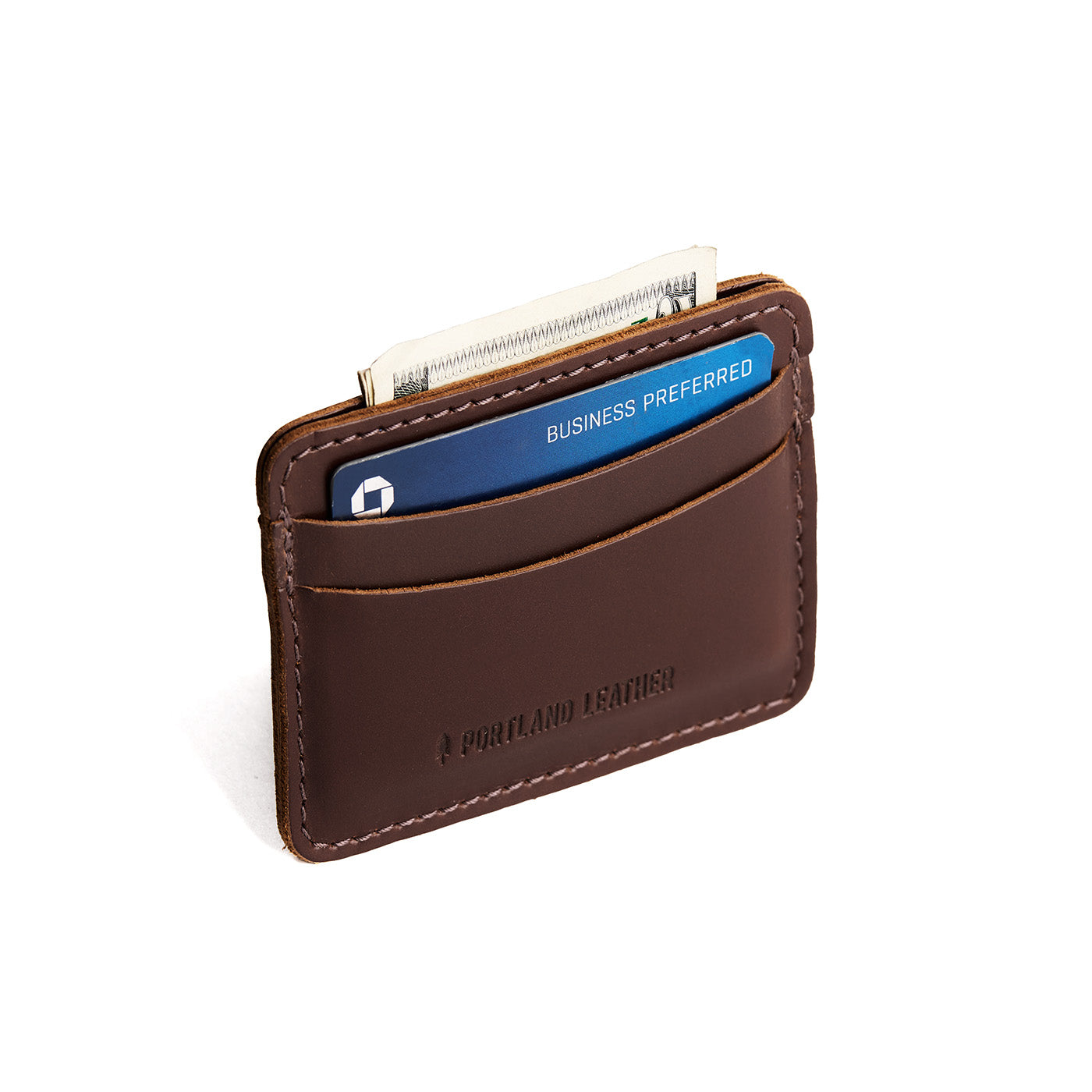 Chocolate Brown | Minimalist leather wallet with card slots and PLG logo