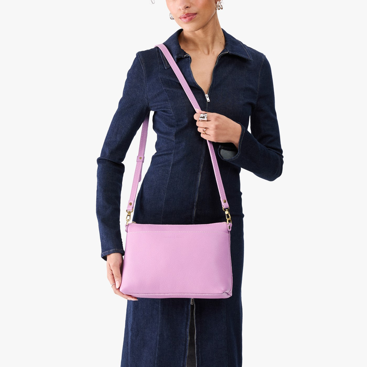 Calla Lily*Large | Zip top crossbody bag with detachable strap