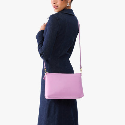 Calla Lily*Large | Zip top crossbody bag with detachable strap