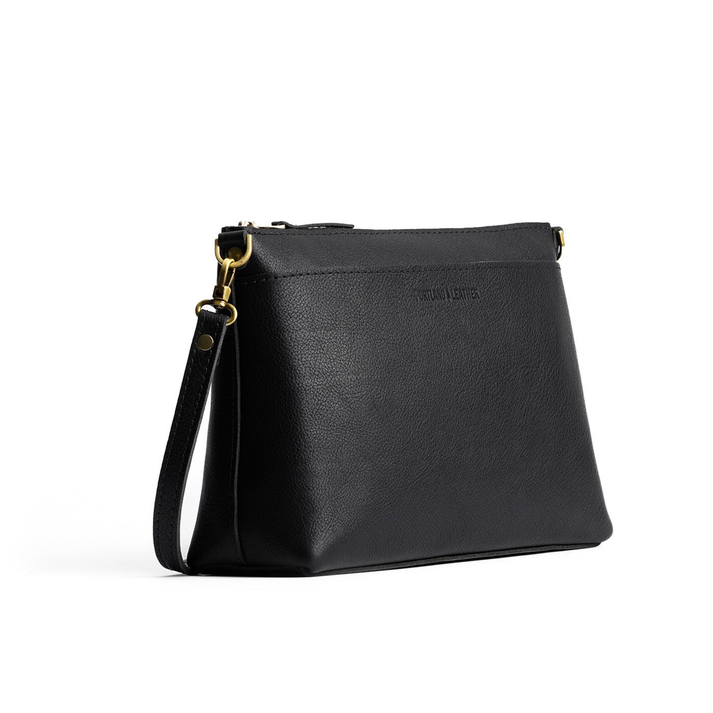 Pebbled--black*Large | Zip top crossbody bag with detachable strap