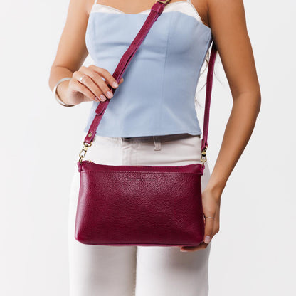 Orchid*Small | Zip top petite crossbody bag with detachable strap