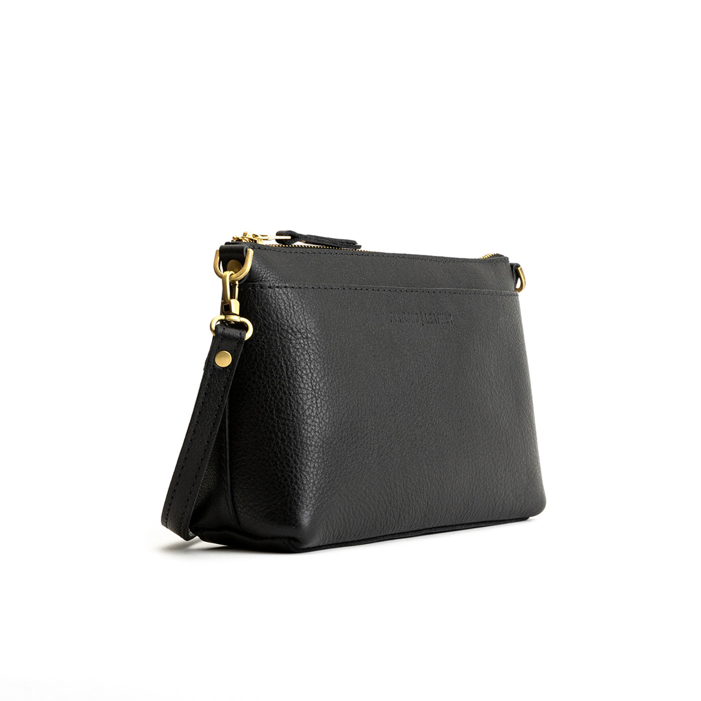 Pebbled--black*Small | Zip top petite crossbody bag with detachable strap