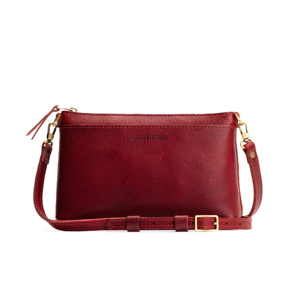 Chili Red*Small | Zip top petite crossbody bag with detachable strap