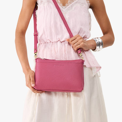 Wild Rose*Small | Zip top crossbody bag with detachable strap