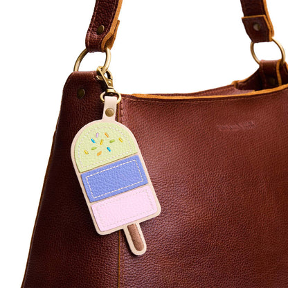Shadow Lime | Popsicle keychain with a lobster clasp on a bag