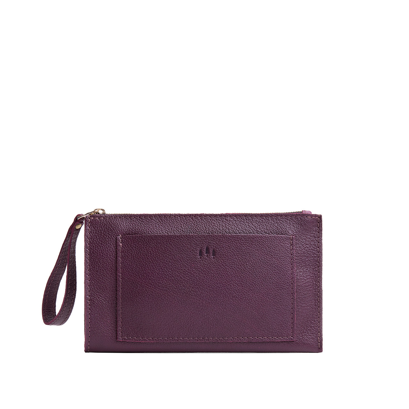 Plum*Large | Wristlet pouch with front pocket and zipper closure