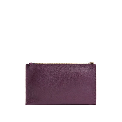 Plum*Large | Wristlet pouch with front pocket and zipper closure