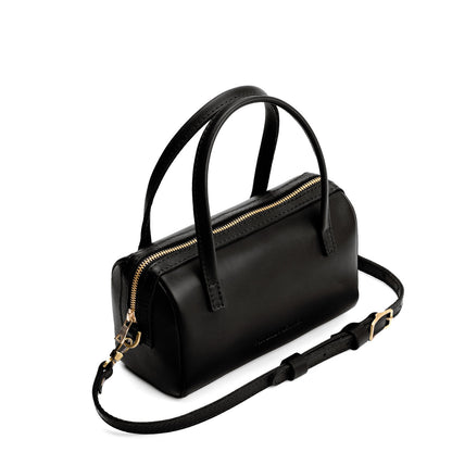 Black*Small | Mini duffle shaped handbag with crossbody strap