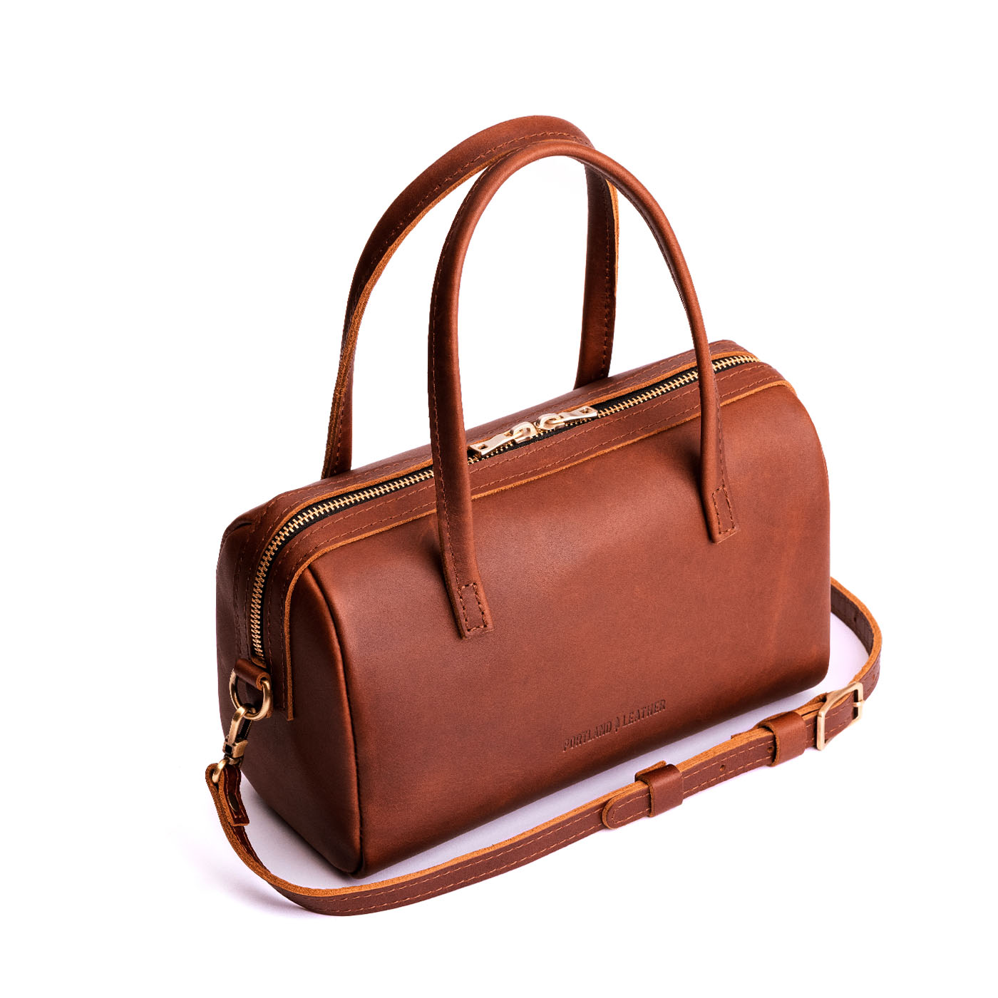 Chestnut*Large | Mini duffle shaped handbag with crossbody strap