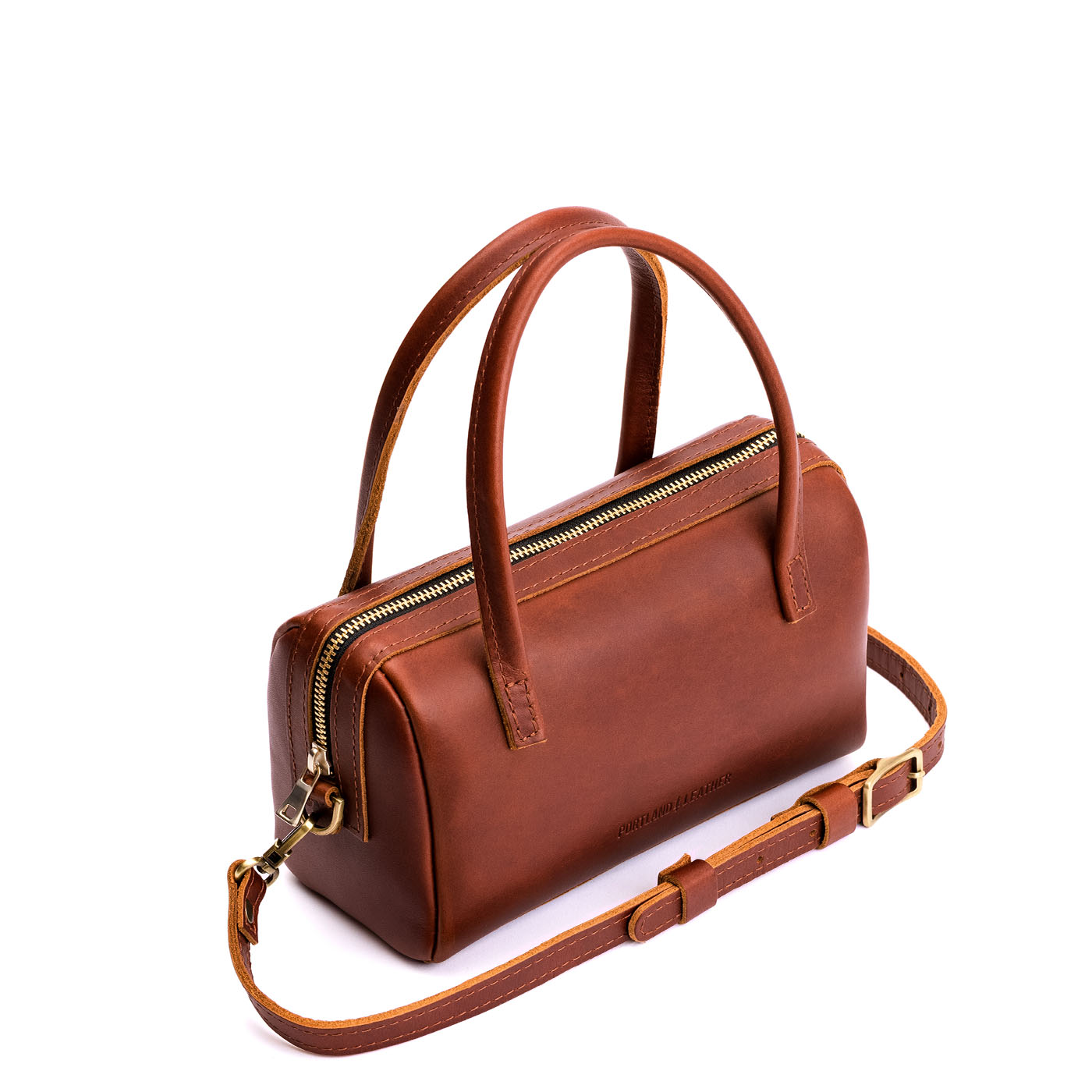 Chestnut*Small | Mini duffle shaped handbag with crossbody strap