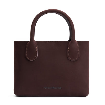 Velvet Brown*Large | Mid-size tote purse with structured leather handles and crossbody strap