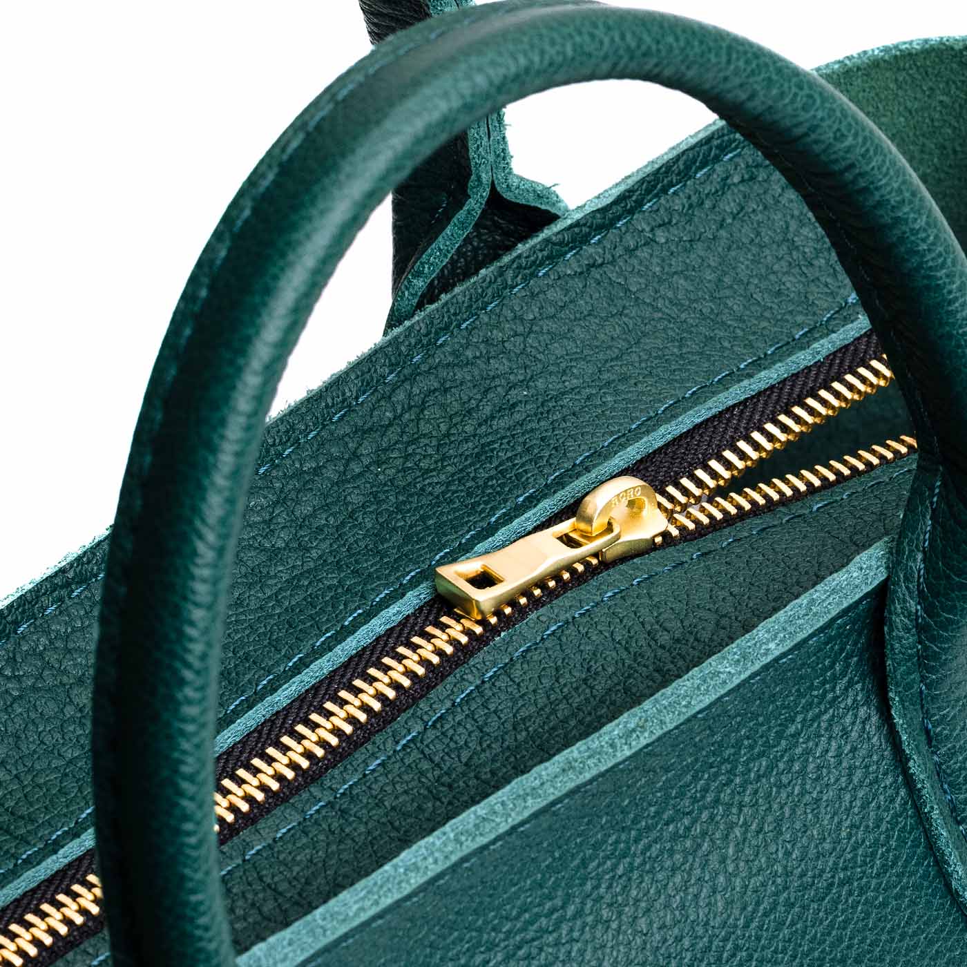 Sea Glass*ANY*Zipper | Petite tote purse with structured leather handles and crossbody strap