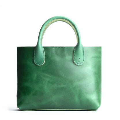 Cowboy Mint*Large | Mid-size tote purse with structured leather handles and crossbody strap