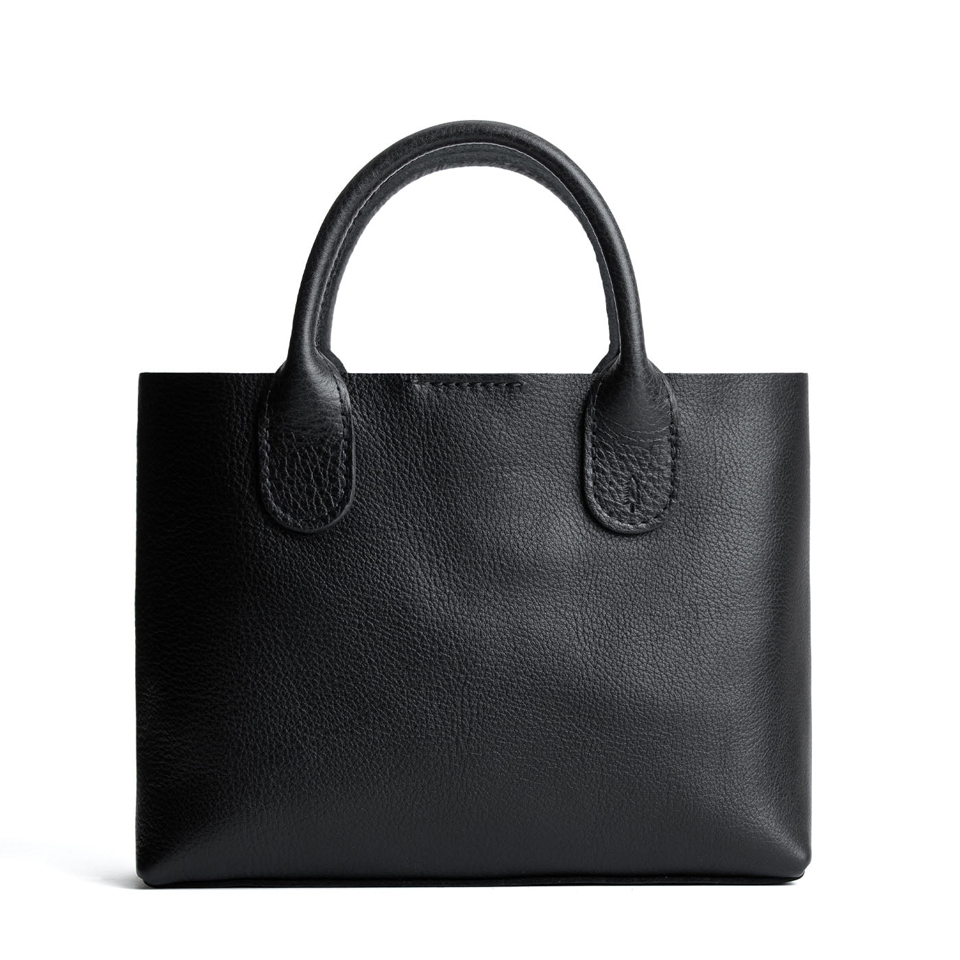 Pebbled--black*Large | Mid-size tote purse with structured leather handles and crossbody strap