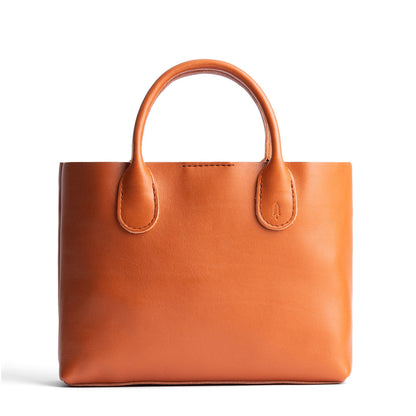 Persimmon*Large | Mid-size tote purse with structured leather handles and crossbody strap