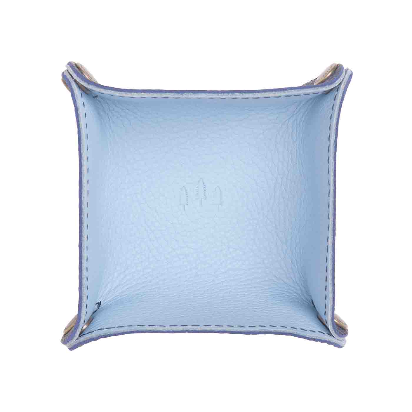 Cobalt | Square-shaped foldable leather tray with snap-button corners