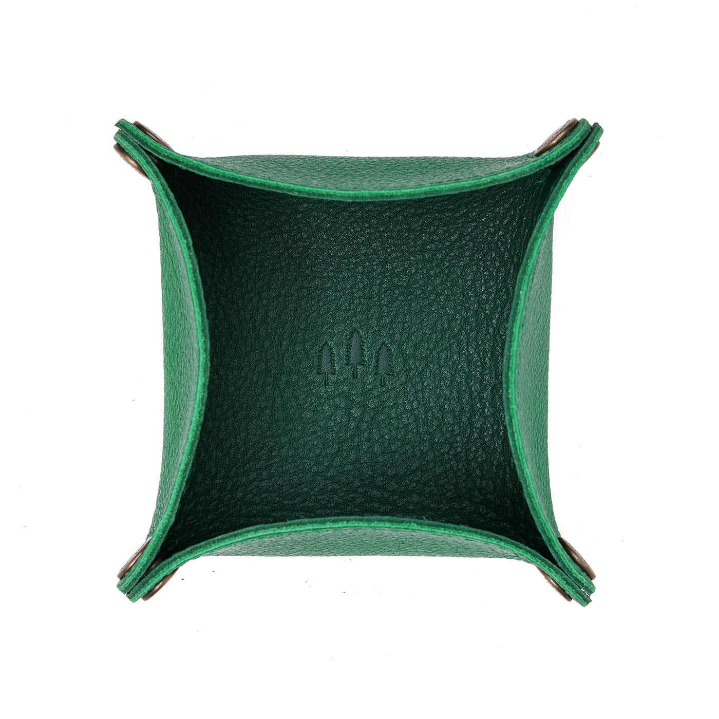 Jolly Green | Square-shaped foldable leather tray with snap-button corners