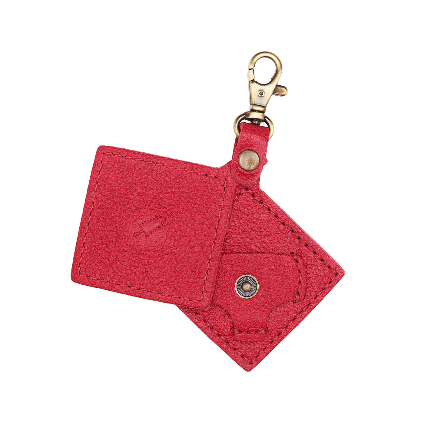 Cherry | Diamond shaped leather AirTag holder on a lobster clasp keychain