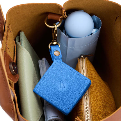 Skydive | Diamond shaped leather AirTag holder on a lobster clasp keychain
