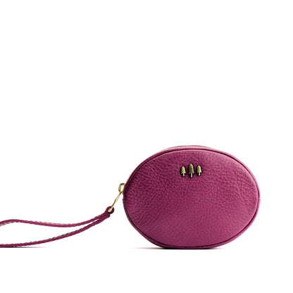 Iris*Small | Oval shaped pouch with zipper and wristlet strap