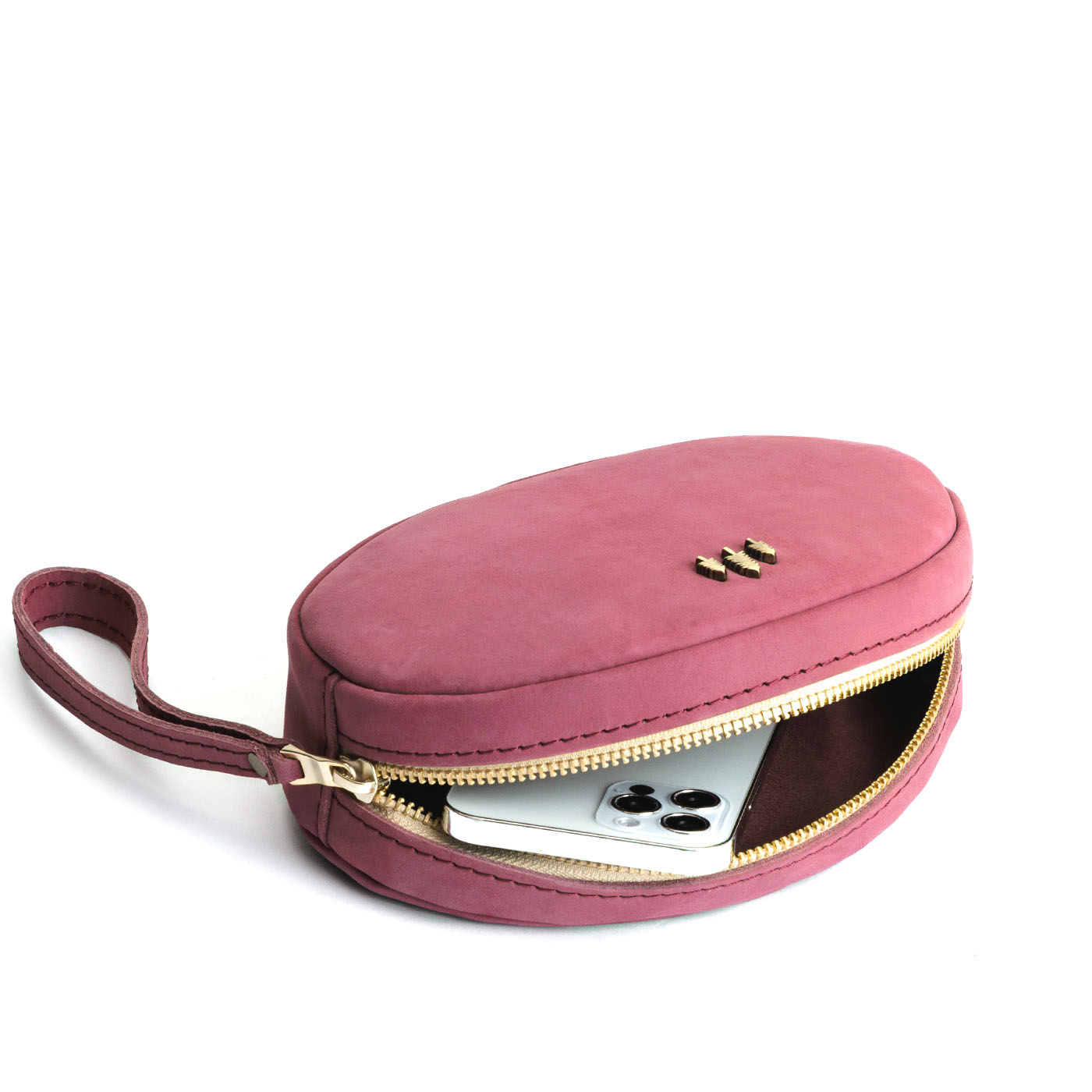 Foxglove*Large | Oval shaped pouch with zipper and wristlet strap