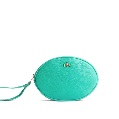 West Palm*Large | Oval shaped pouch with zipper and wristlet strap