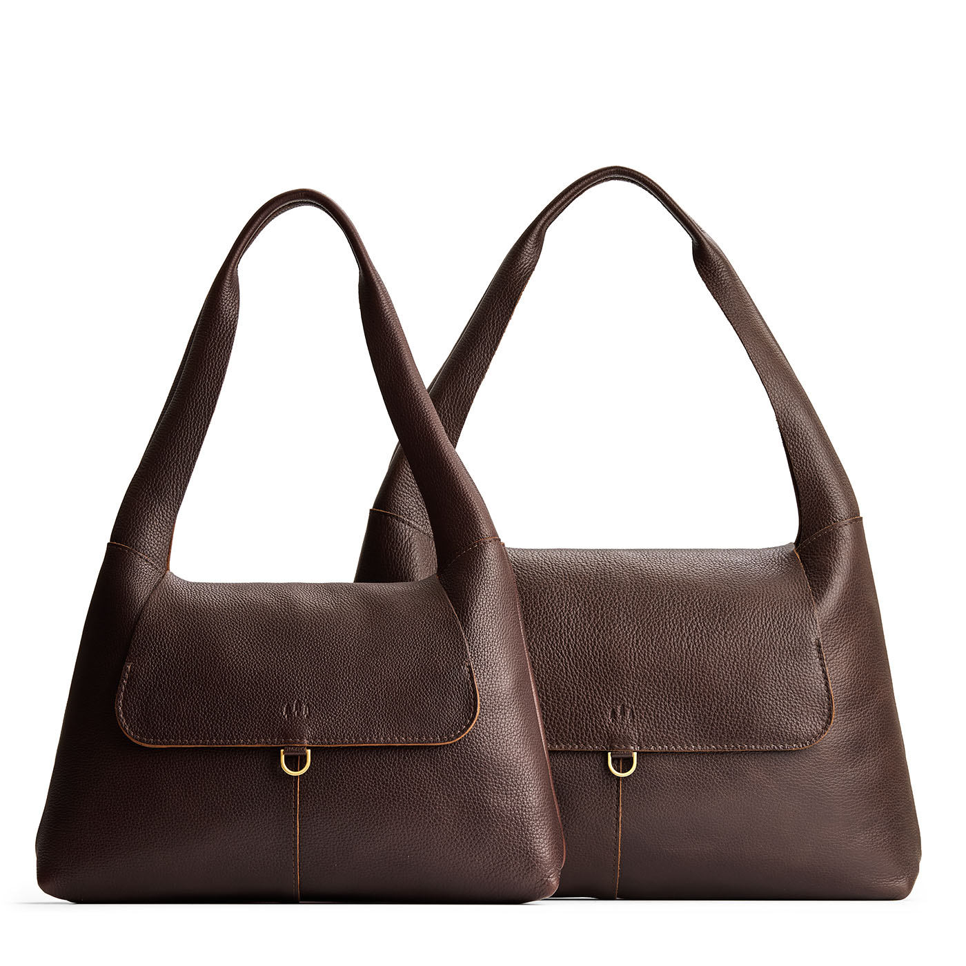 Coldbrew | Comparison image of a slouchy triangle shaped shoulder bag with a flap