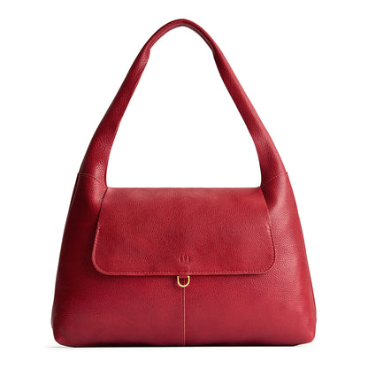 Chili Red*Large | Slouchy triangle shaped shoulder bag with a flap