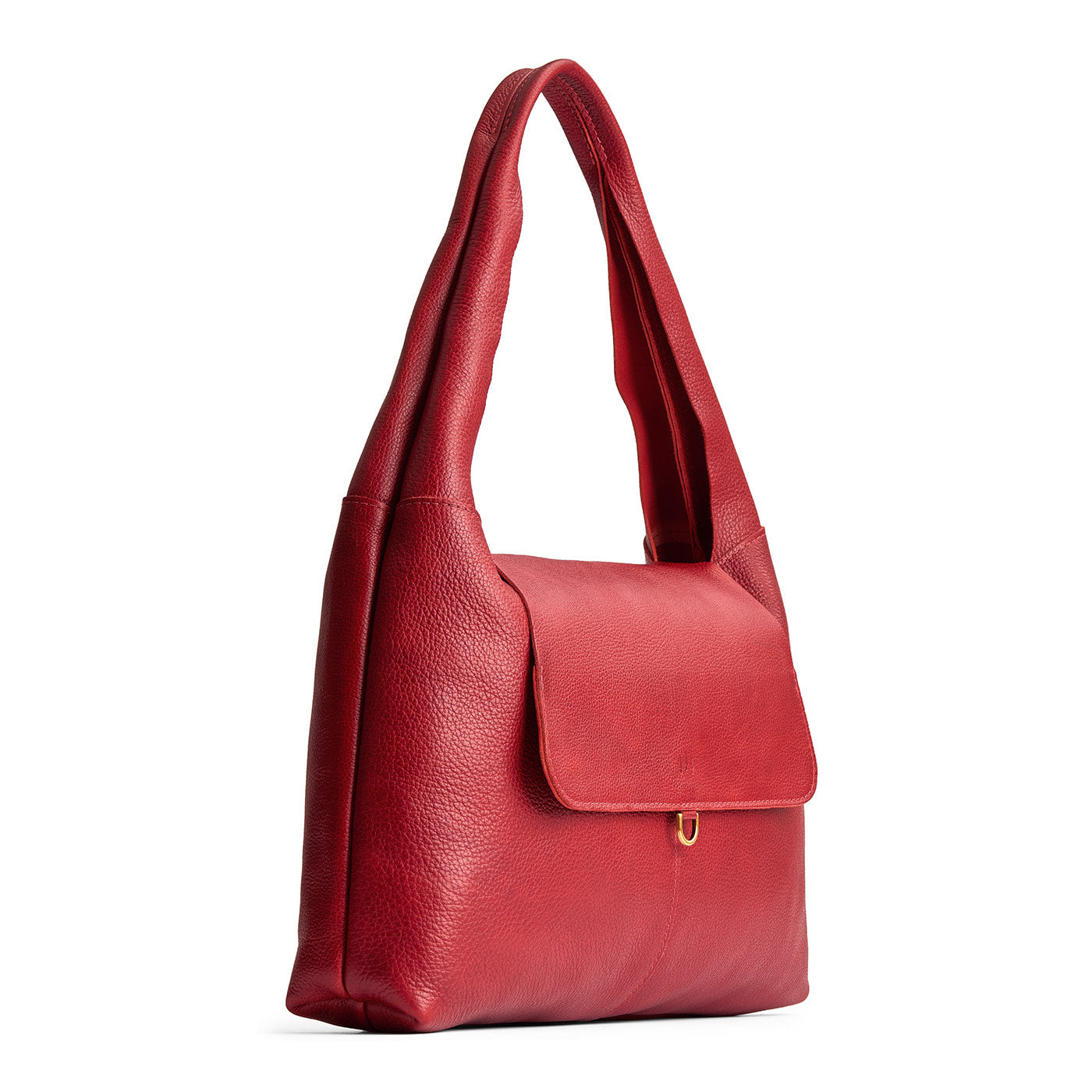 Chili Red*Large | Slouchy triangle shaped shoulder bag with a flap