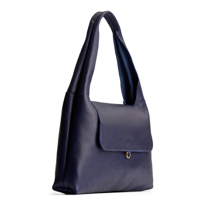 Cobalt*Large | Slouchy triangle shaped shoulder bag with a flap