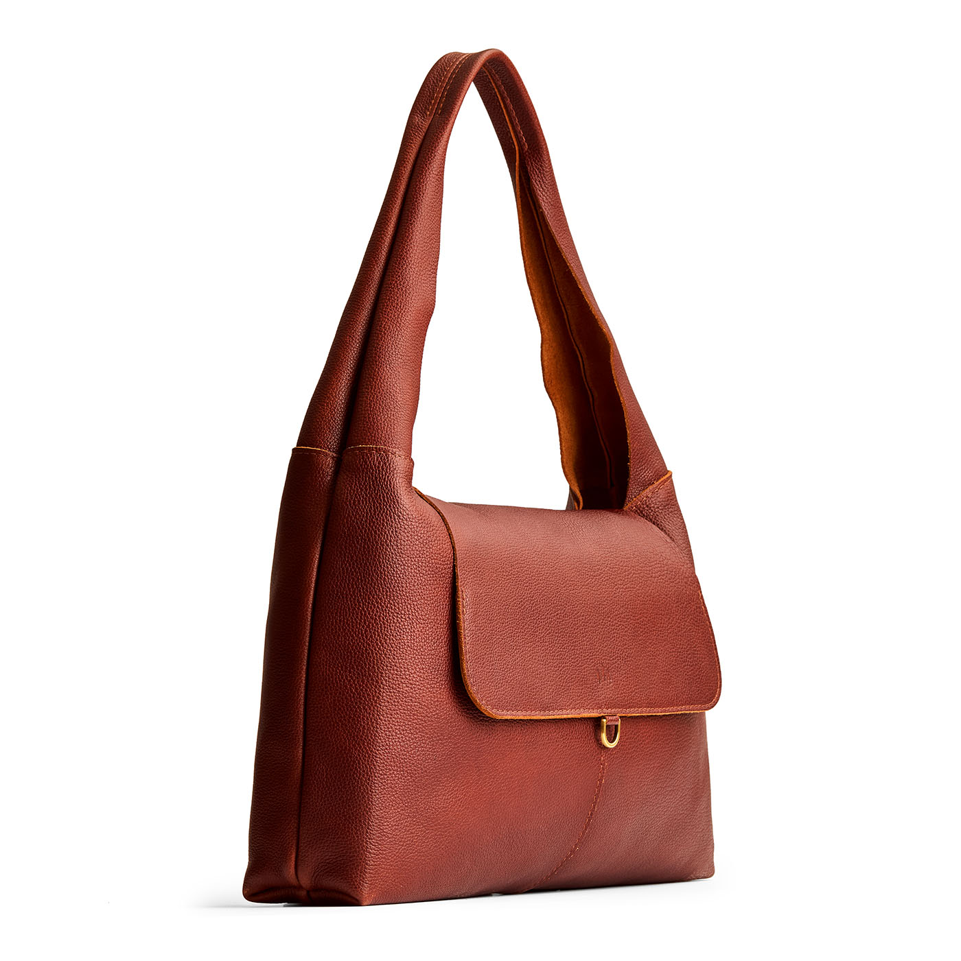 Nutmeg*Large | Slouchy triangle shaped shoulder bag with a flap