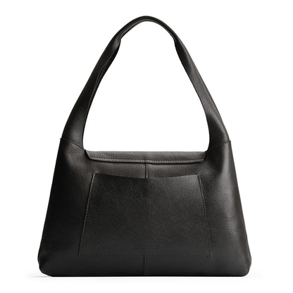 Pebbled--black*Large | Slouchy triangle shaped shoulder bag with a flap