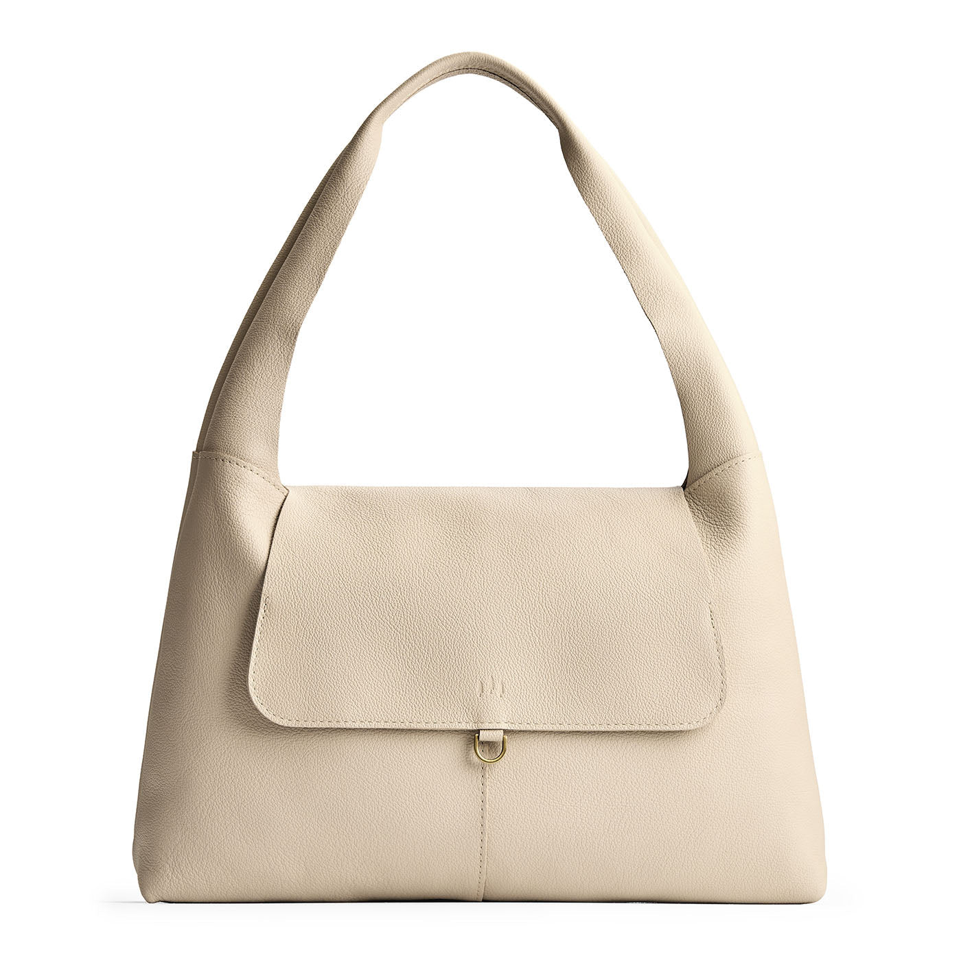 Pebbled Bone*Large | Slouchy triangle shaped shoulder bag with a flap