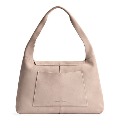 Taupe*Large | Slouchy triangle shaped shoulder bag with a flap