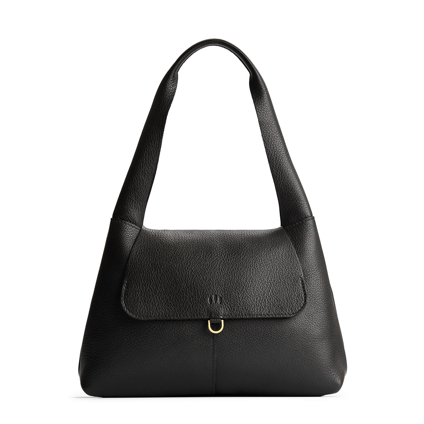 Pebbled--black*Medium | Slouchy triangle shaped shoulder bag with a flap
