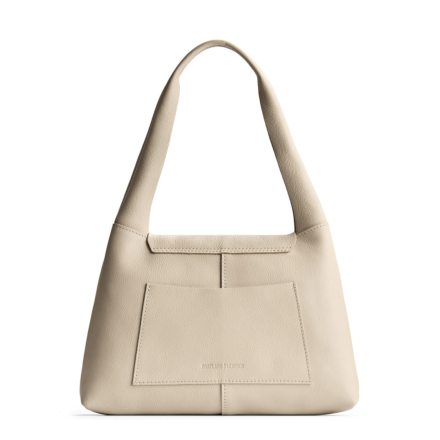 Pebbled Bone*Medium | Slouchy triangle shaped shoulder bag with a flap