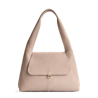 Taupe*Medium | Slouchy triangle shaped shoulder bag with a flap